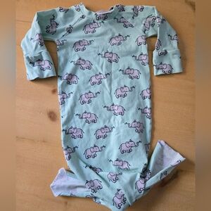 Handmade Mint Elephant Print Footless Sleep Sack Newborn